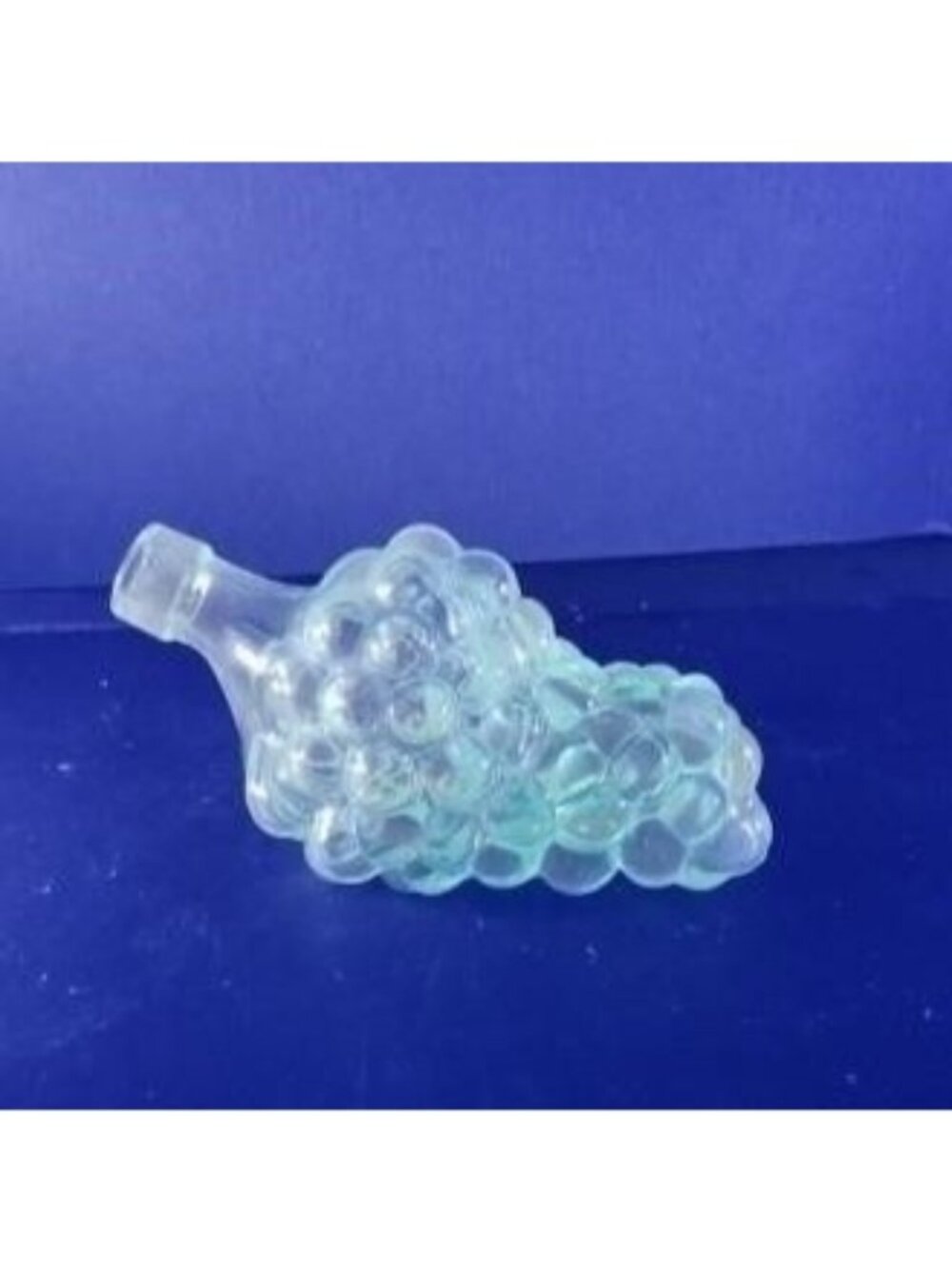 Vintage Blue Glass Grape Cluster Decanter Bottle UV Reactive